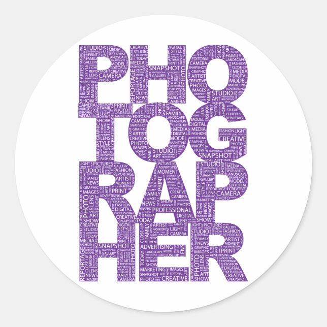 Adesivo Fotógrafo - Texto Roxo (Frente)
