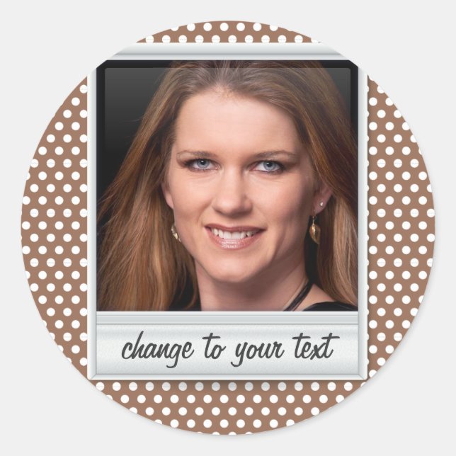 Adesivo fotograma no polkadot branco e castanho (Frente)