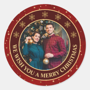 Adesivo Fotos de Natal da Família Estrelas de Inverno Verm
