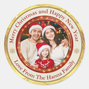Adesivo Fotos Personalizadas de Família Feliz Natal
