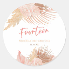 Adesivo Fourteen Boho Pink Floral 14th Birthday Party