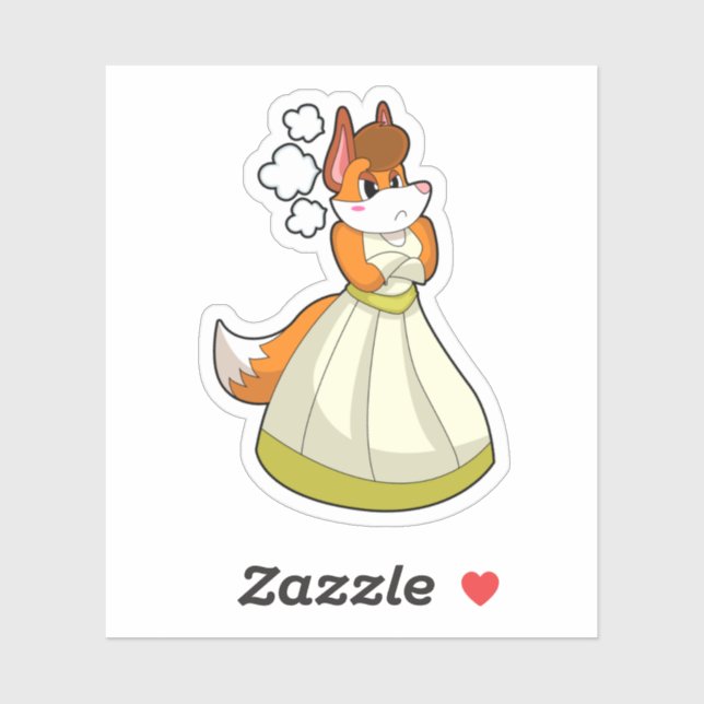 Adesivo Fox as Bride with Wedding dress.PNG (Folha)
