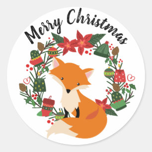 Adesivo Fox bonito com grinalda do Natal