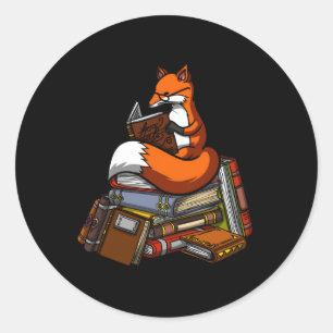 Adesivo Fox Book Reading Bibliotecário Animal