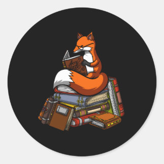 Adesivo Fox Book Reading Bibliotecário Animal
