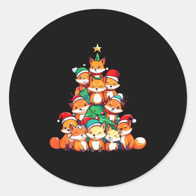 Adesivo Fox Christmas Tree Xmas Girls Boys Funny Santa  (Frente)