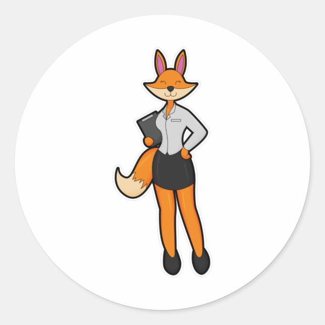 Adesivo Fox como Secretário com Notepad (Frente)