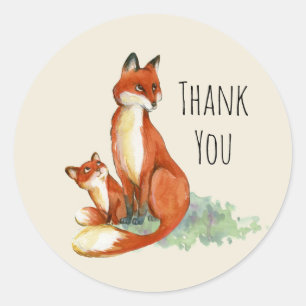Adesivo Fox de Momma e ilustração da aguarela do bebê