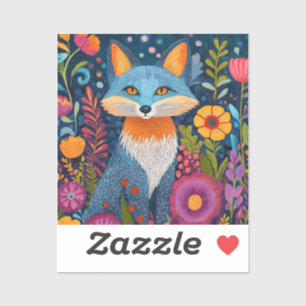 Adesivo Fox Dot Art Vibrante Em Meio À Flora Esbuvada