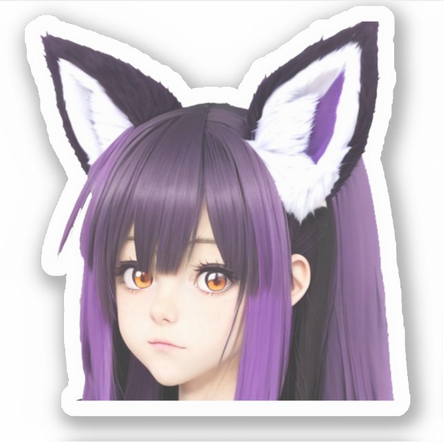 Adesivo Fox Ears sobre Anime Girl (Frente)