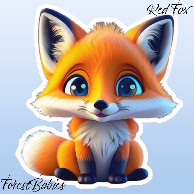 Adesivo Fox Filhos Cachorros Cartoon da Escola Woodland Gr (🦊 Red Fox ForestBabies Sticker)