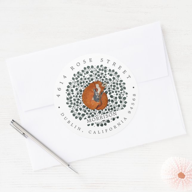 Adesivo Fox & Hare Woodland | Rótulo de Endereço de Devolu (Envelope)