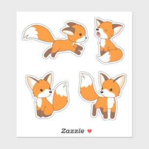 Adesivo Fox pequeno bonito, grupo de 4