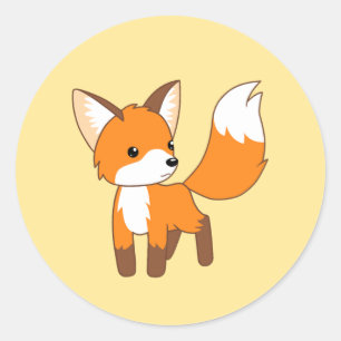 Adesivo Fox pequeno bonito no amarelo
