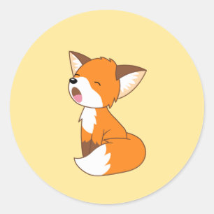 Adesivo Fox pequeno sonolento bonito no amarelo
