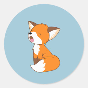 Adesivo Fox pequeno sonolento bonito no azul