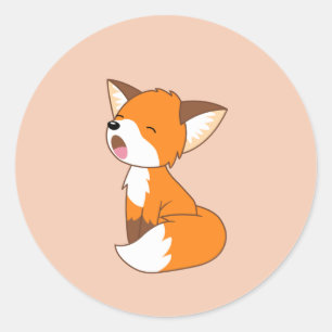 Adesivo Fox pequeno sonolento bonito no pêssego