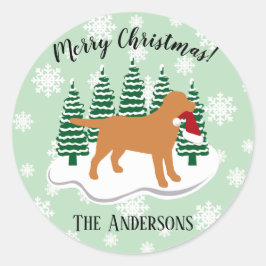 Adesivo Fox Red Labrador Natal Evergreen Flocos de Neve