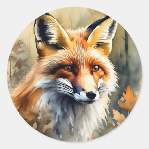 Adesivo Fox Retrato de Aquarela