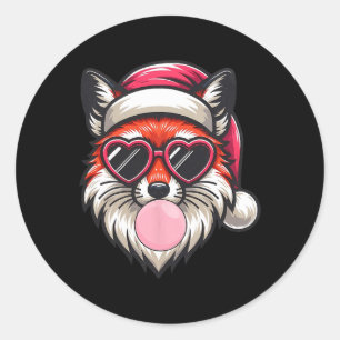 Adesivo Fox Santa Hap De Natal Retroativo Soprando Bolha C