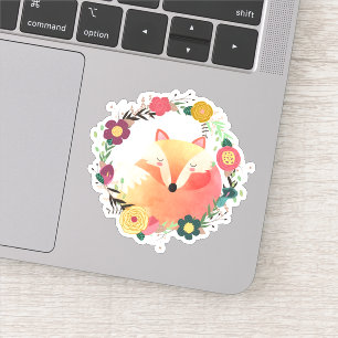 Adesivo Fox sonolento bonito no contorno da grinalda