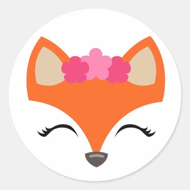 Adesivo Fox Sticker, Fox com Flor (Frente)
