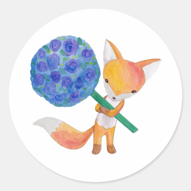 Adesivo Fox Stickers Red Fox Favor Gift Obrigado Stickers (Frente)