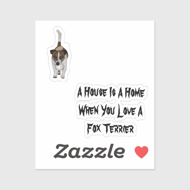 Adesivo Fox Terrier, Amor É Logotipo,  (Folha)