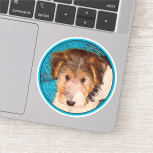 Adesivo Fox Terrier Puppy Painting - Arte Original De Cão