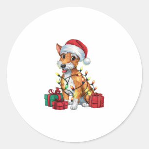 Adesivo Fox Terrier Xmas Lighting Papais noeis Fox Terrier