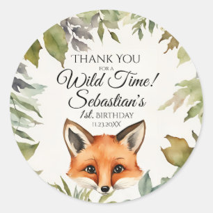 Adesivo Fox Vermelha Cura Woodland Obrigado Aniversário