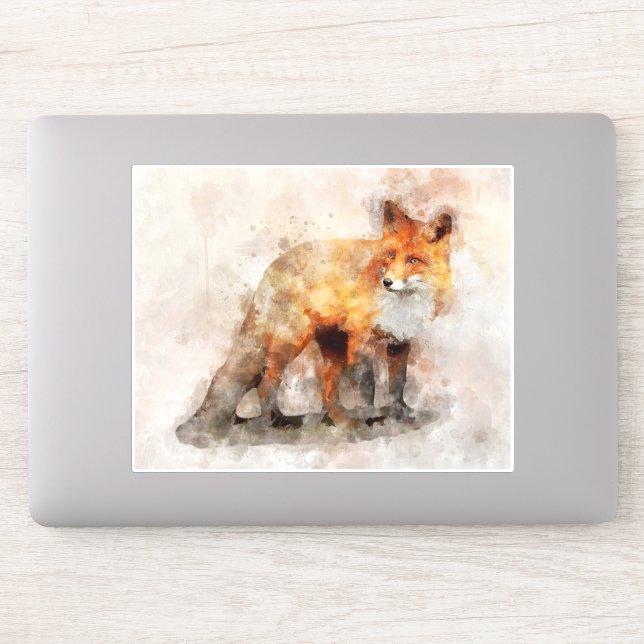 Adesivo Fox Watercolor Retrato 04 (Computador)