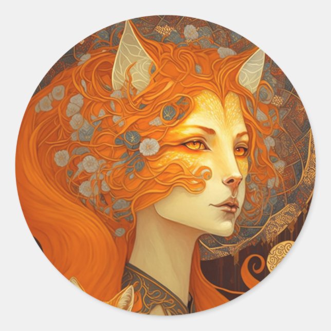 Adesivo Fox Woman Fantasy Art (Frente)