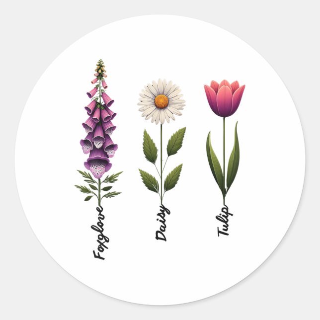 Adesivo Foxglove Daisy Tulip Floral (Frente)