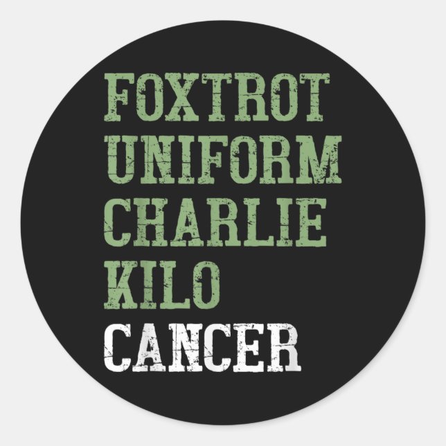 Adesivo Foxtrot Uniform Charlie Kilo - Para Cancer Pulmona (Frente)