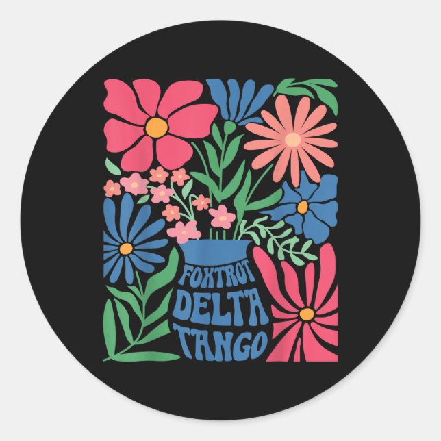 Adesivo Foxtrots Deltas Tangos Flower Boho (Frente)