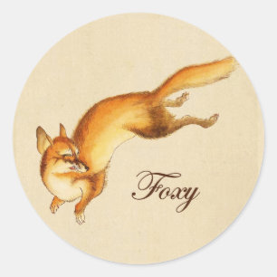 Adesivo "Foxy" - Esboço japonês de uma raposa quadrada S