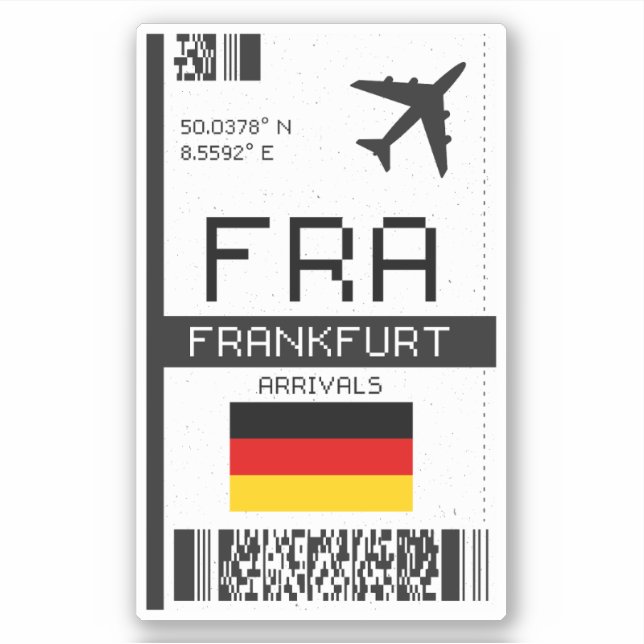 Adesivo FRA Frankfurt - Embarque - Alemanha - Viagem (Frente)