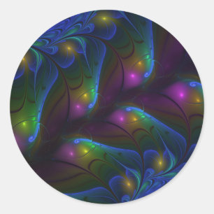 Adesivo Fractal Abstrato de Disquete Moderno e Luminoso Co
