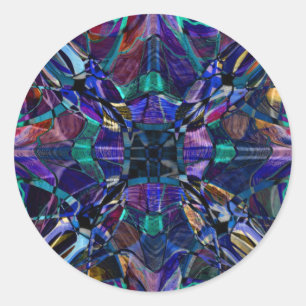 Adesivo Fractal azul do caleidoscópio