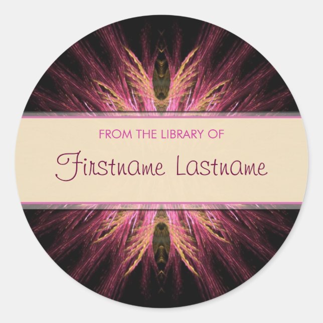 Adesivo Fractal Bookplate : Pink & Orange Sticker (Frente)