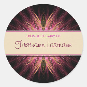 Adesivo Fractal Bookplate : Pink & Orange Sticker