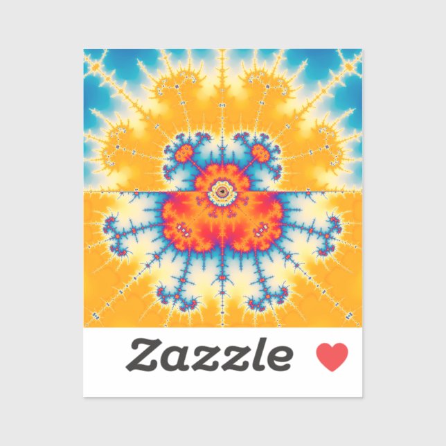 Adesivo Fractal de Mandelbrot Amarelo e Azul (Folha)