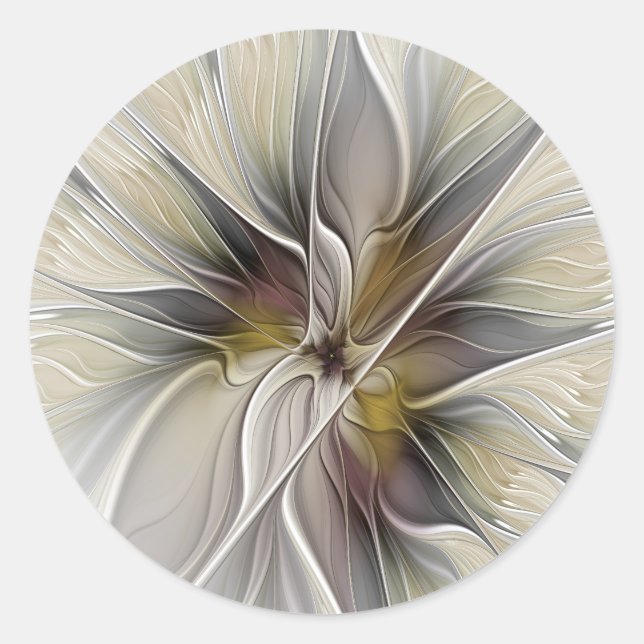 Adesivo Fractal Floral, Flor Fantasia com Cores da Terra (Frente)