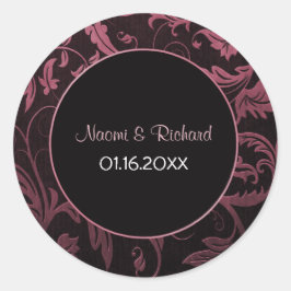 Adesivo Framboesa rosa e Casamento tema damasco preta