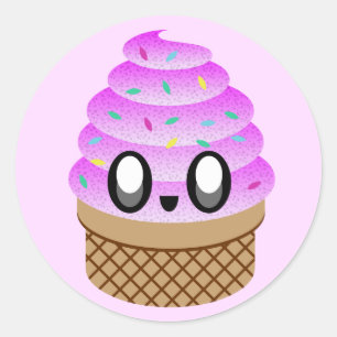 Adesivo framboesas de sorvete kawaii