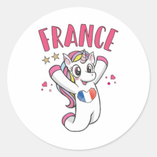 Adesivo França Soccer Fan Unicorn com bandeira cardíaca