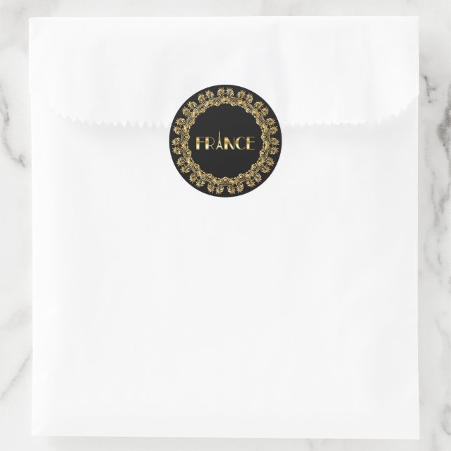 Adesivo França, Torre Eiffel, Design Dourado (Bolsa)