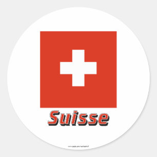 Adesivo Français de Drapeau Suisse avec le nom en