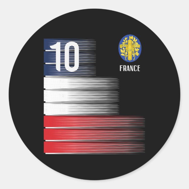 Adesivo France Flag Number 10 French Soccer Men Women Boys (Frente)